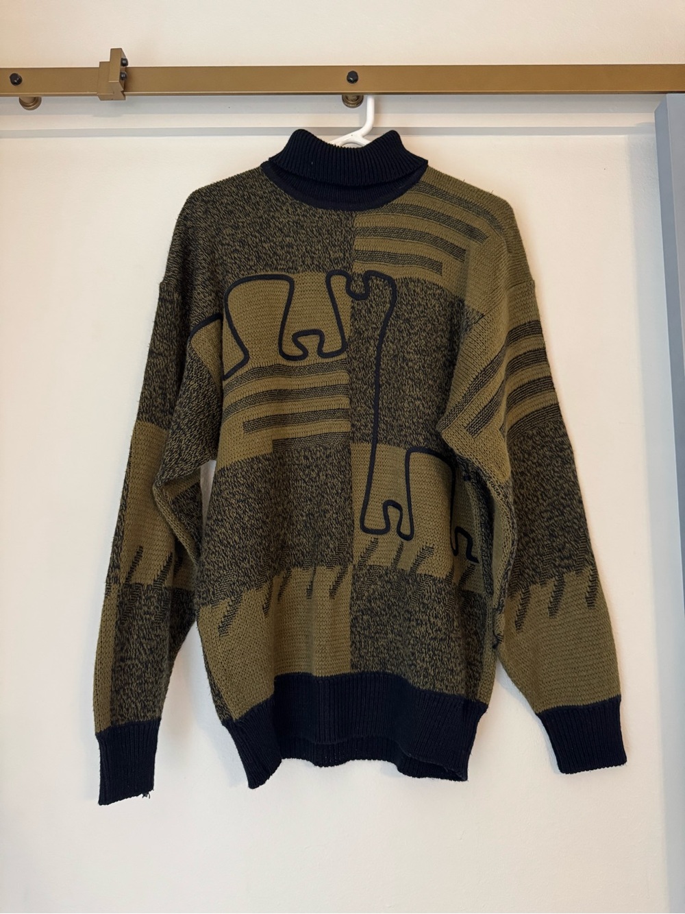 Vintage International Index Retro Chunky Knit Turtleneck Oversize Sweater-Unisex